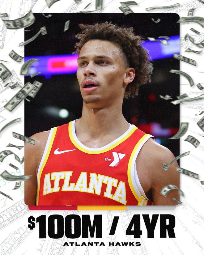 老鹰防守悍将丹尼尔斯与球队达成4年1亿美元续约协议 年薪超2500万